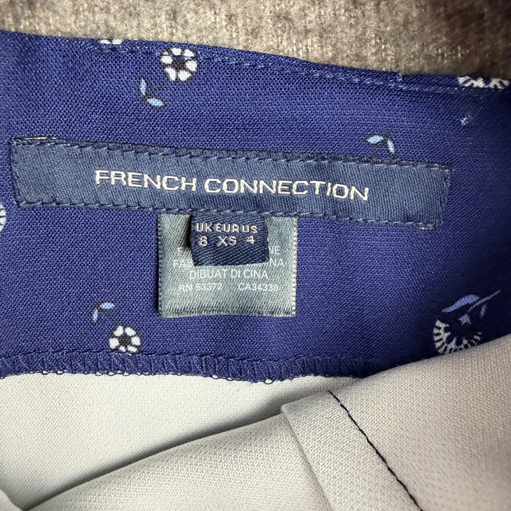 French Connection Blue Floral Tie Back Mini Dress Women's US 4 XS - Picture 3 of 11